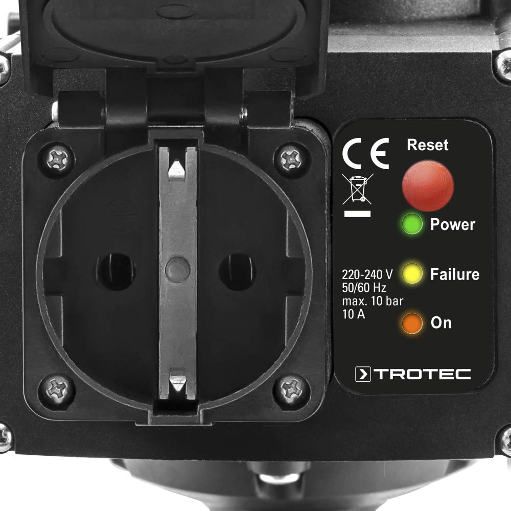 TROTEC Electronic Pressure Switch TDP DSP - Pump Control Pressure Monitor - for Water Pumps, Domestic Waterworks, Garden Pumps Max. 10 Bar, with Cable
