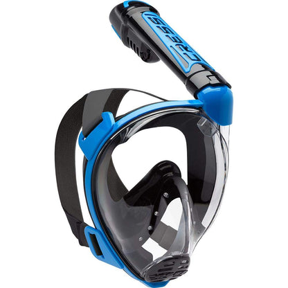Cressi Duke Full Face Snorkel Dry Mask - Available in Standard Version or with Action Cam Holder, Adult Unisex, Black / Blue, M/L