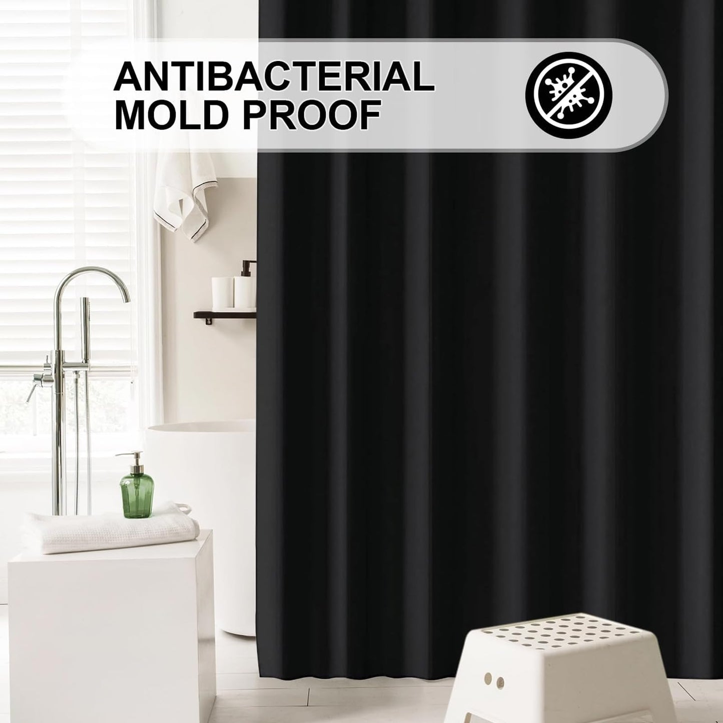 HUIBOHOU Shower Curtain, Mould Proof and Mildew Resistant Washable Bathroom Curtains, Shower Curtain for Bathroom, Bath Curtains with Hooks