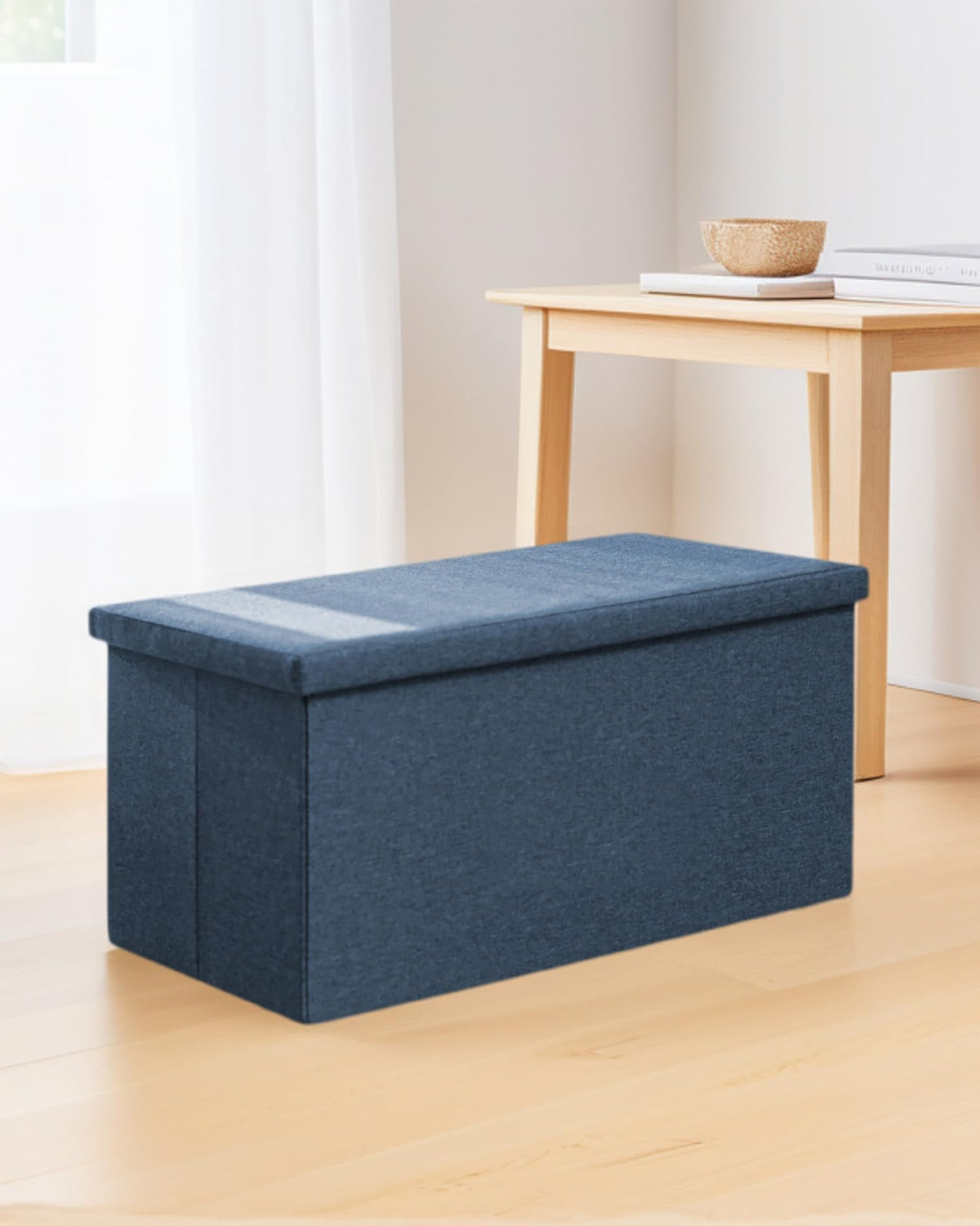 Bonlife Large Storage Ottoman Bench, Foldable Footstool with Tray