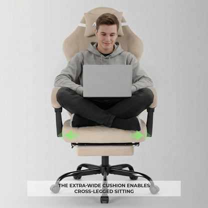 NIONIK Massage Gaming Chair with Footrest, Ergonomic Office Chair with Lumbar Support and Headrest