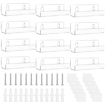 WinHoliLux 12Pcs Clear Acrylic Vinyl Record Wall Mount Shelves