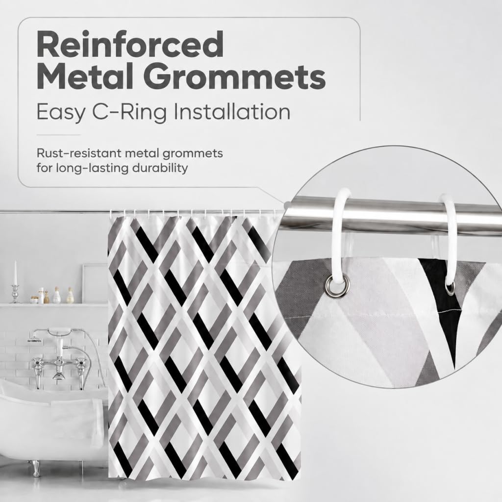 Lkw Ogechi Waterproof Shower Curtain for Bathroom, Mildew Proof Resistant Polyester Fabric Bathtub Curtain