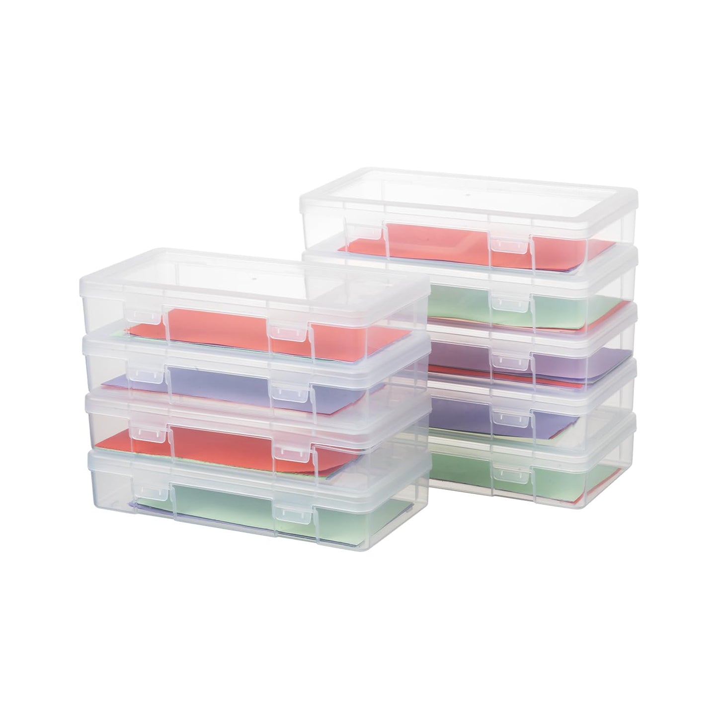novelinks Clear Pencil Box and Small Plastic Storage Containers with Lids
