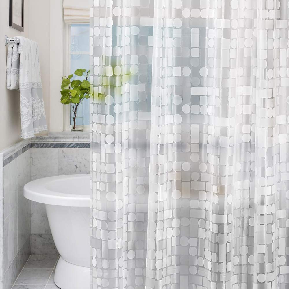 LEMON CLOUD Shower Curtain, PEVA Waterproof and Mould Resistant, Weighted Hem Bathroom Curtains with 3 Magnets and 12 White Plastic Hooks