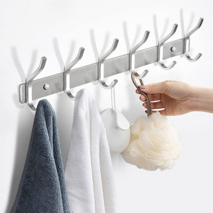 MEIJO Coat Hooks Wall Mounted, Coat Rack Wall Mounted Stainless Steel with 8 Hooks Heavy Duty Coat Hooks for Door, Bedroom, Bathroom, Kitchen