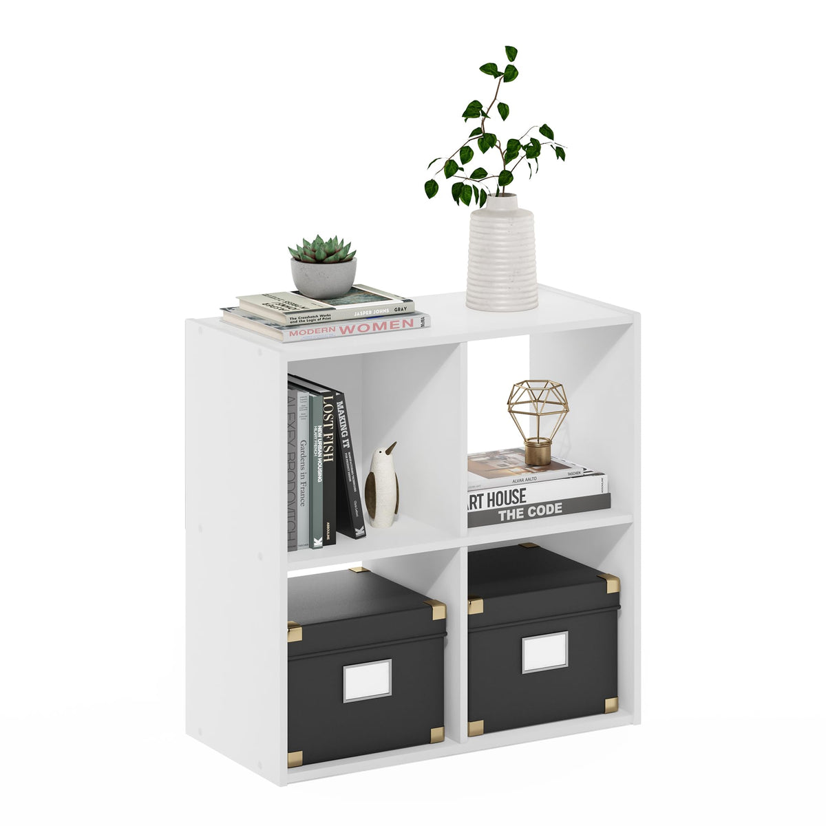 Furinno Pelli Cubic Storage Cabinet, 2x2, White