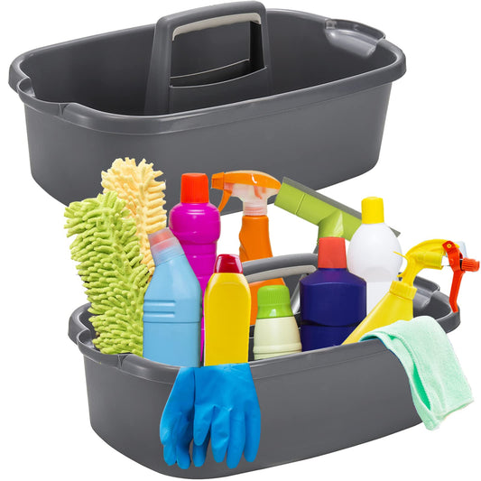 TOPZEA 2 Pack Cleaning Supplies Caddy, Large Plastic Cleaning Supply Organizer Bin with Handle, Cleaning Bucket Housekeeping Shower Tote Caddy Under