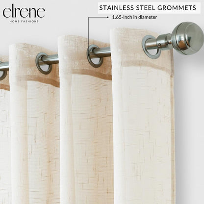 Elrene Home Fashions Carmen Sheer Extra-Wide Weatherproof Indoor/Outdoor Grommet Top Curtain Panel with Coordinating Tieback for Porch, Pergola,