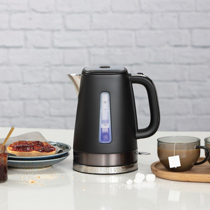Russell Hobbs Electric Kettle (1.7L, Stainless steel with matte design, Rapid boil, Removable anti-scale filter, Water level indicator, Perfect pour,