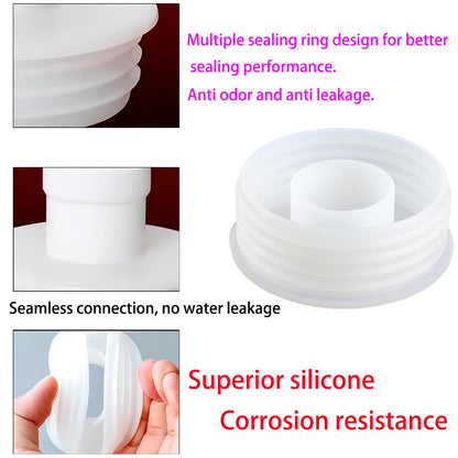 Qrity 1 PCS Silicone Hose Stopper, Drain Pipe Seal Deodorant, Sewer Sealing Ring Connector for Kitchen Drain Pipe, 75mm