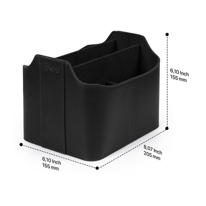 LONDO Leather Remote Control Organizer Caddy with Tablet Holder - 4 Pockets - Fits Apple TV, Roku, iPad