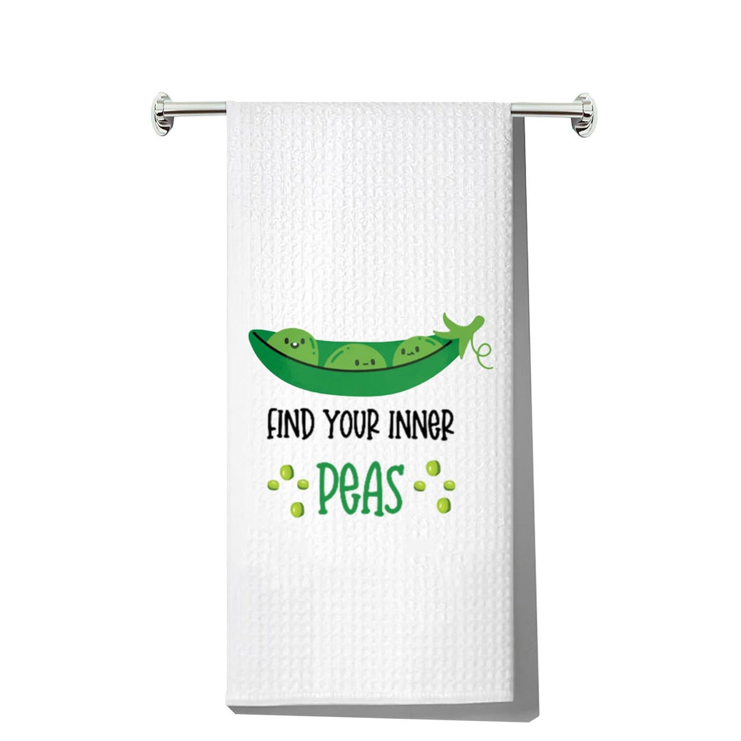 LEVLO Funny Pea Pod Kitchen Towel Peas Lover Gift Vegetable Find Your Inner Peas Dish Towel Veggies Peas Merchandise (Peas Towel)