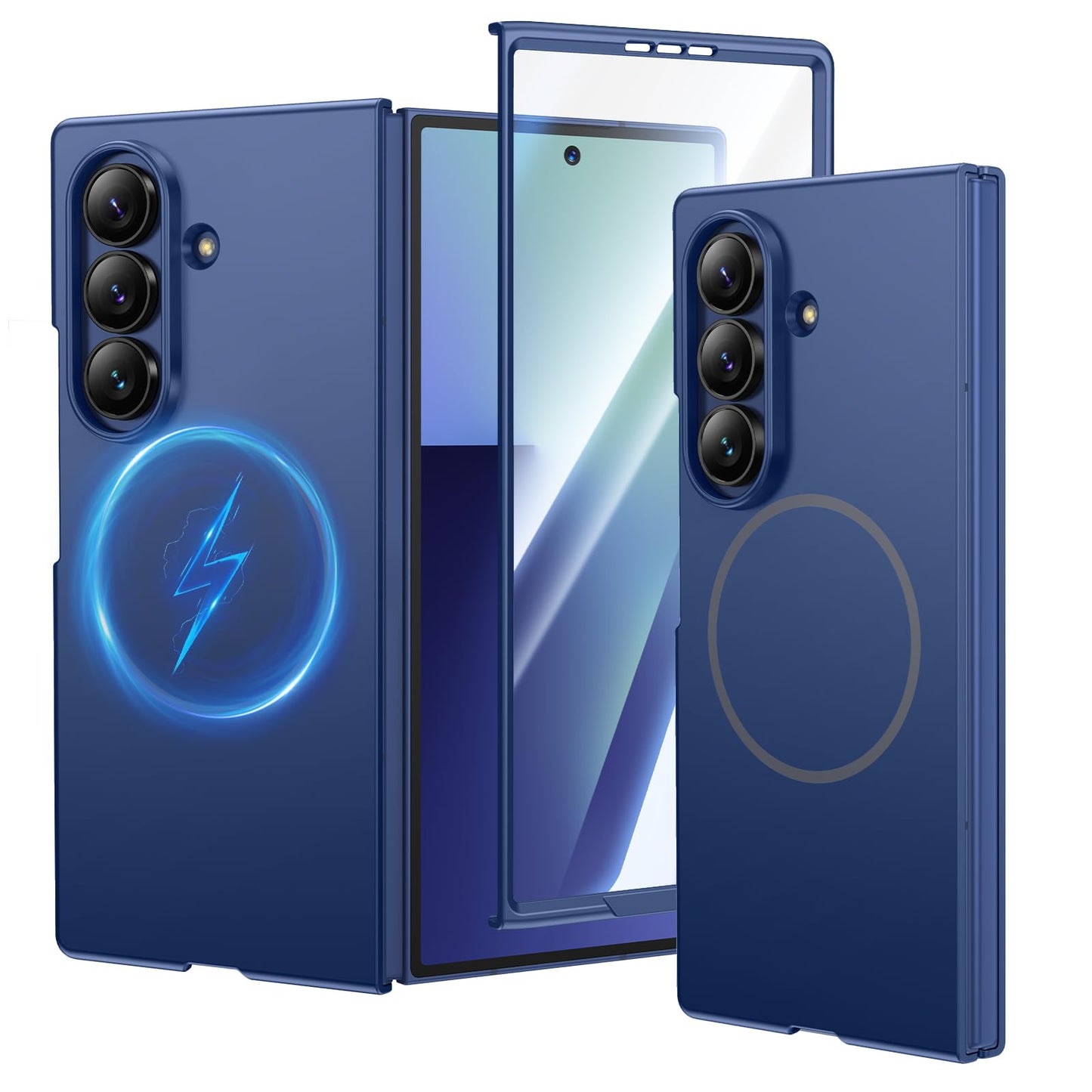 HWeggo for Samsung Galaxy Z Fold 7 Case, [Compatible with Magnetic Charging] Ultra Slim Fit Phone Case with Built-in Screen Protector, Matte