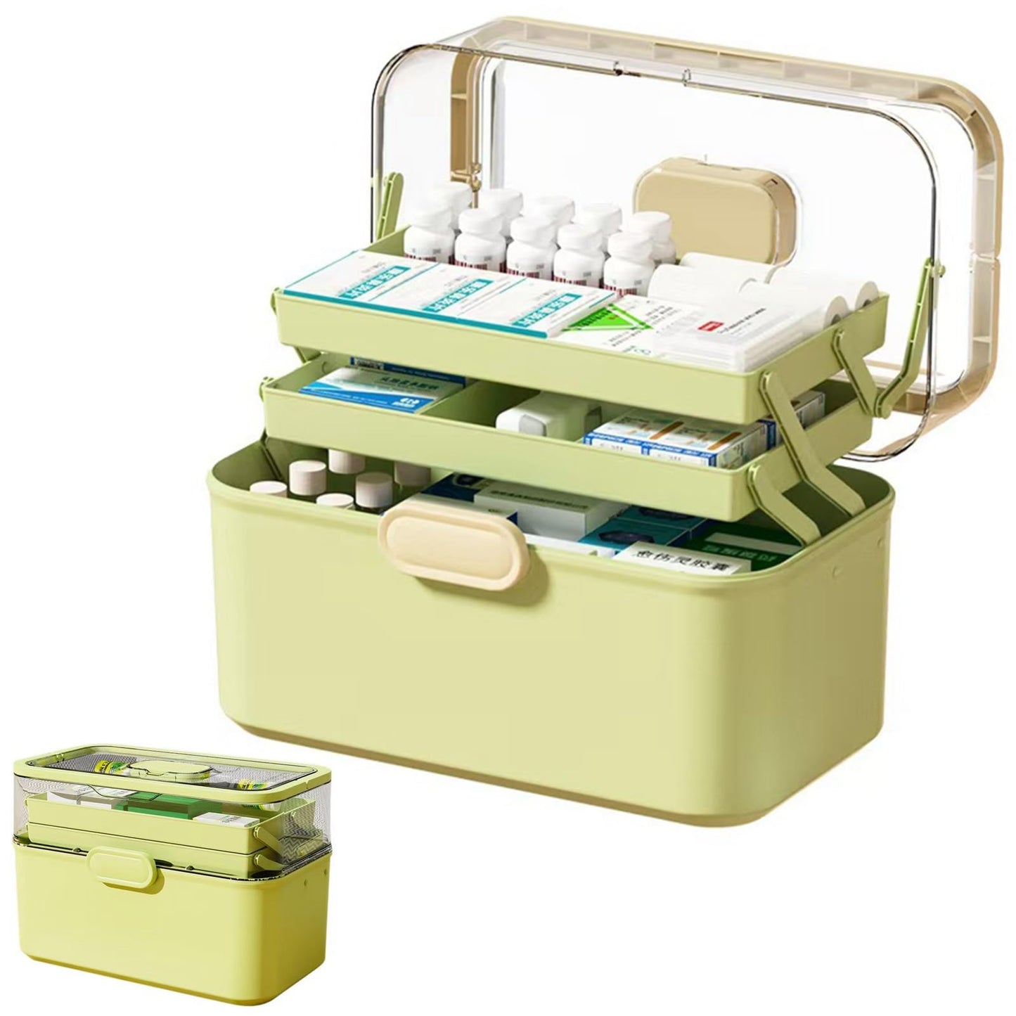 Sevitini Medicine storage, Medication Storage Box, 3 Layer Multi Grid Medicine Box, Large capacity, Medicine Container Box portable