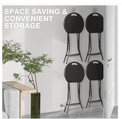 RFIVER Folding Stools,Set of Two,Light Weight Metal and Plastic Foldable Stools,136kgs Capacity,2-Pack Black,CH1001