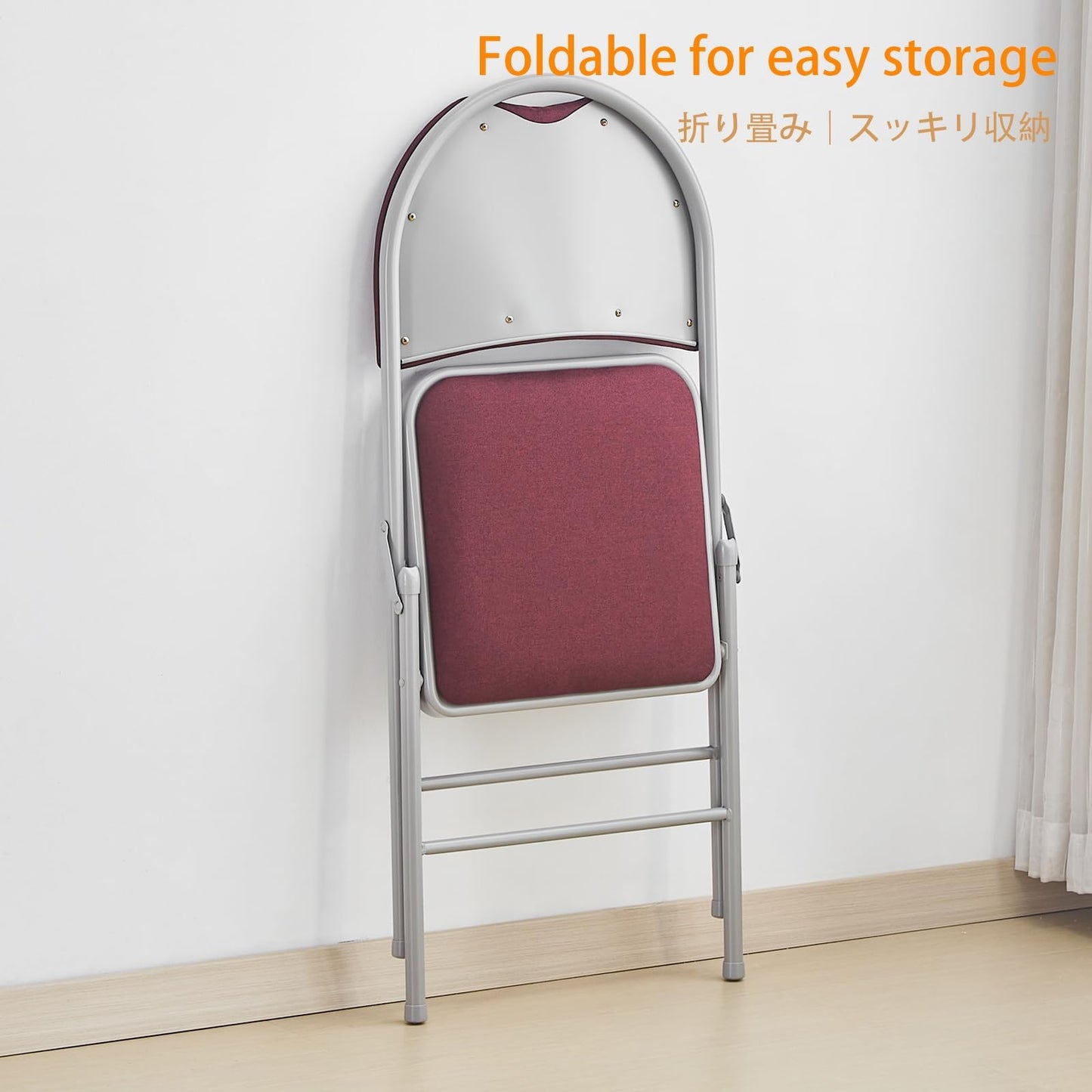 BOOSDEN Folding Chair, Foldable Chair, Set of 2, Fabric Fold Up Chairs for Home, Office, Dining, Portable and Compact Metal Frame Folding Seat