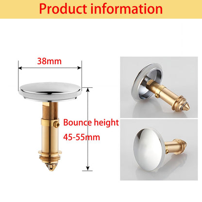 Qrity Push Pop-Up Click Clack Plug Stopper (38mm), Bathroom Sink Drain Plug Stopper, Drain Sink Waste Plugs, Brass Pop-up Stopper