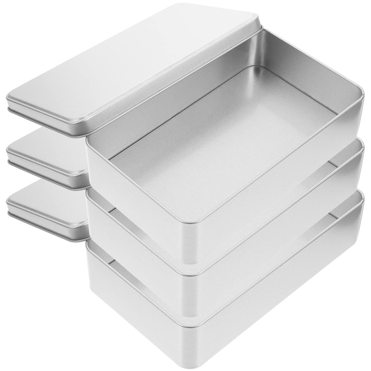 TOVINANNA 3pcs Rectangular Tinplate Box with Lid Empty Tin Box for Sweets Snacks and Small Items Metal Storage Tins for Gifts Home Organisation and