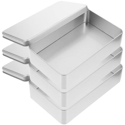 TOVINANNA 3pcs Rectangular Tinplate Box with Lid Empty Tin Box for Sweets Snacks and Small Items Metal Storage Tins for Gifts Home Organisation and
