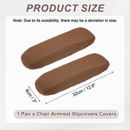 sourcing map Chair Armrest Slipcovers Covers, 32 x 8cm Polyester Removable Seat Hand Rest Protector for Office Chairs Desk Chair(Brown)