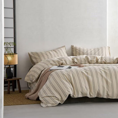 Ruccit Beige Duvet Cover Sets King Size Green Striped 100% Washed Cotton Cream Duvet Cover Double Kids Teens Adult Modern 3pcs Quilt Cover Farmhouse