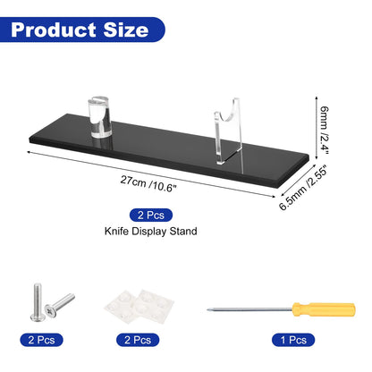 sourcing map 2 Pack Acrylic Knife Display Stand, Knife Collection Display Stand Holder for Display Knife on Desktop Black