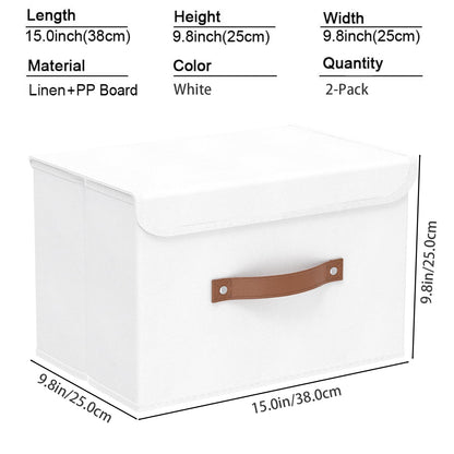 Yawinhe Foldable Storage Boxes, 2 Pack Fabric Baskets,38x25x25cm,White