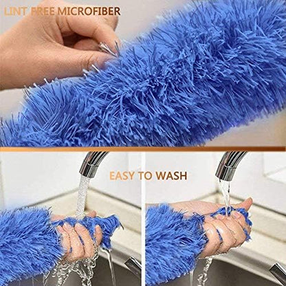 Feather Duster Extendable with Stainless Steel Extension Pole, 100 Inches Extra Long Telescopic Dusters, Cobweb Duster with Bendable Head for Cleaning Blinds, Interior Roof, Ceiling Fan, Cars