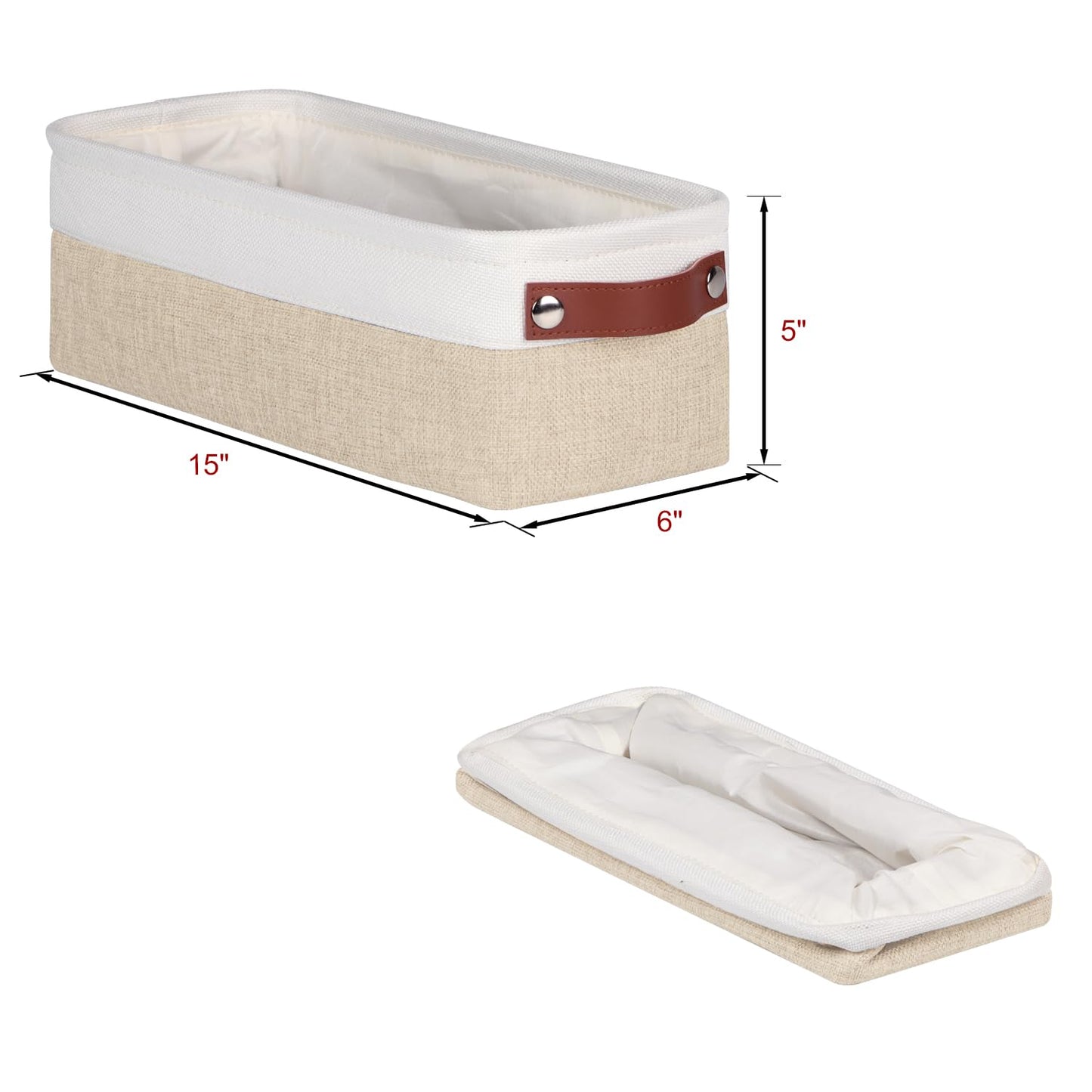 Univivi Small Storage Boxes, Foldable Baskets for Toys, White/Beige, 4 Pack