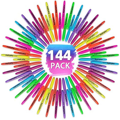 Shuttle Art 144 Pack Highlighters, Highlighters Assorted Colours, 8 Colours Chisel Tip Dry-Quickly Non-Toxic Highlighter Markers Pens for Adults Kids Highlighting in the Home School Office