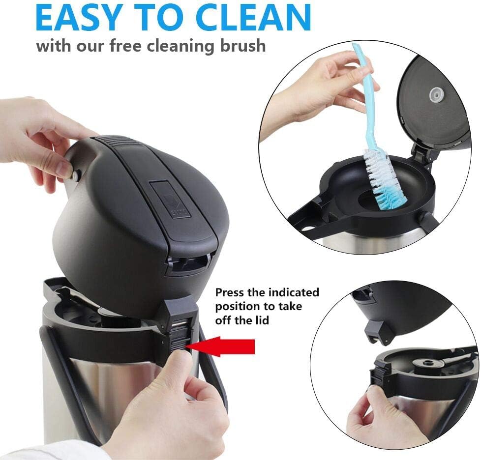 Airpot Coffee Carafe - TOMAKEIT Thermal Beverage Dispenser Insulated Pump Action Airpot for Hot/Cold Water (Lever Pump)