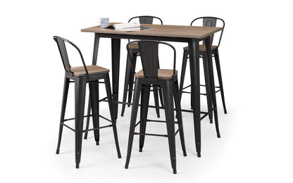 Julian Bowen Grafton Bar Table for 2-4, Solid Elm - H105 x W120 x D60cm