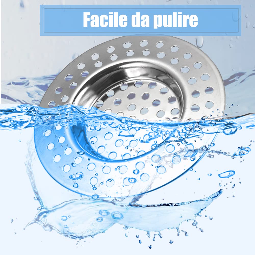 Stainless Steel Sink Filter, 2 Pcs Kitchen Sink Strainer Plug, Anti Clogging Drain Protector, Drainage Filter, Prevent Clogging, for Kitchen Sink