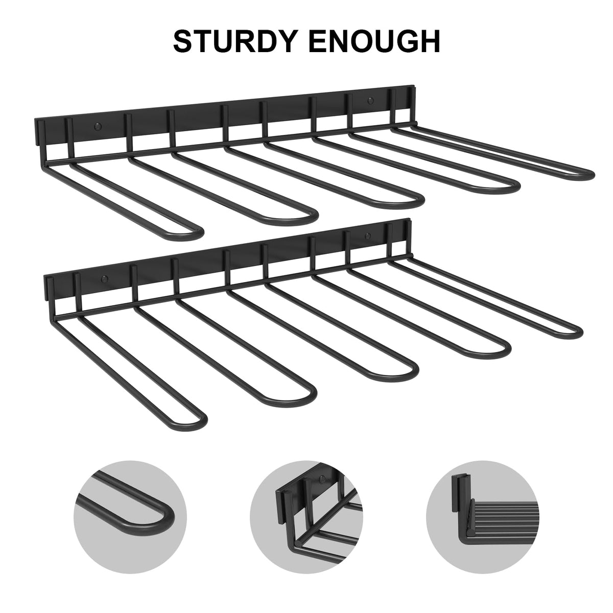 Beowanzk Wall Mounted Boot Rack Organiser | Heavy Duty Metal Shoe Rack for 2 Pairs of Shoes | Space Saving Overhanging Design | Keeps Boots Dry