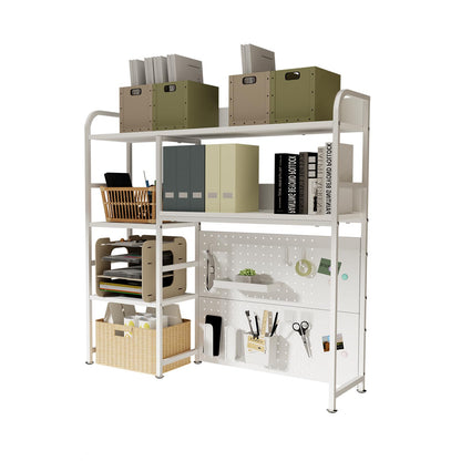 Boltmol 2-Tier Desk Shelf with storage rack,Off-White 95CM, Desktop Organizer With Pegboard, Countertop Storage Bookcase For Home, Office Or Dorm