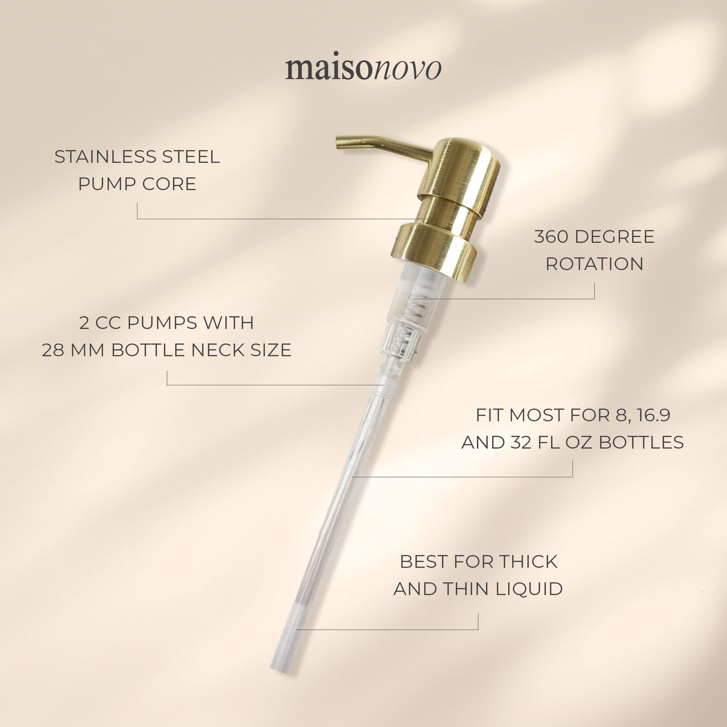 MAISONOVO Universal Soap Dispenser Pump | Stainless Steel Soap Pump Replacement | Replacement Soap Dispenser Pump for Plastic and Glass Soap
