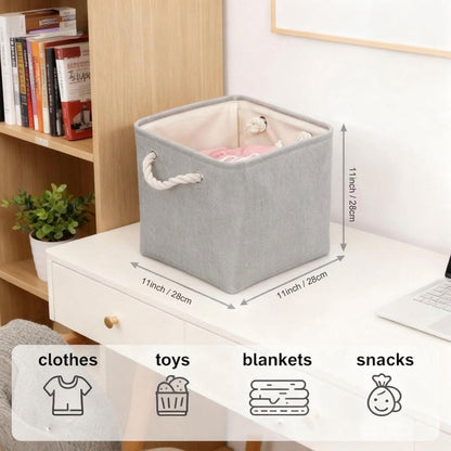 flaxarne Decorative Cube Storage Boxes with Handles 3-Pack Simple Design Organizers for Cloakroom Bedroom Living Room,28*28*28cm