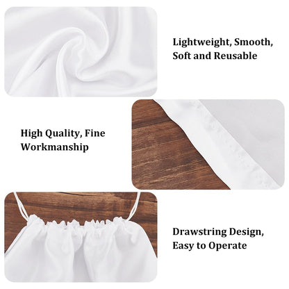 NBEADS 12 Pcs Satin Dust Bags, Rectangle Drawstring Bags Small Size Storage Bag White Storage Bag Dust Cover Storage Bag for Packaging Handbags