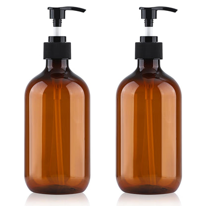 Soap Dispenser with Pump, 2 Pack Empty Refillable Pump Bottle Dispensers 500ml Bathroom Liquid Hand Dish Soap Dispenser Bottles Containers Plastic