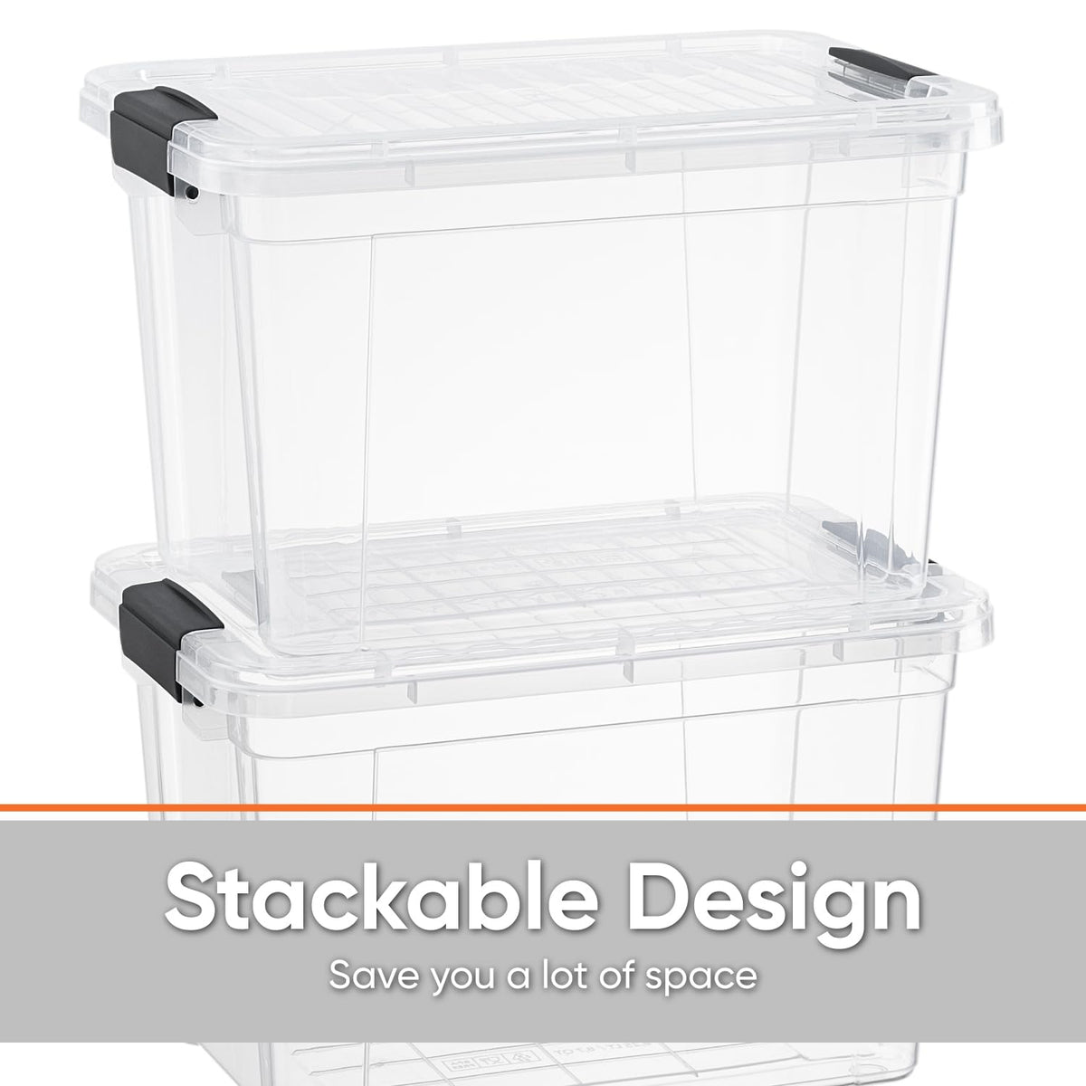 Superio Clear Storage Box with Lid, 26.5 Quart Plastic Container Bins for Organizing, Stackable Crates, BPA Free, Non Toxic, Odor Free
