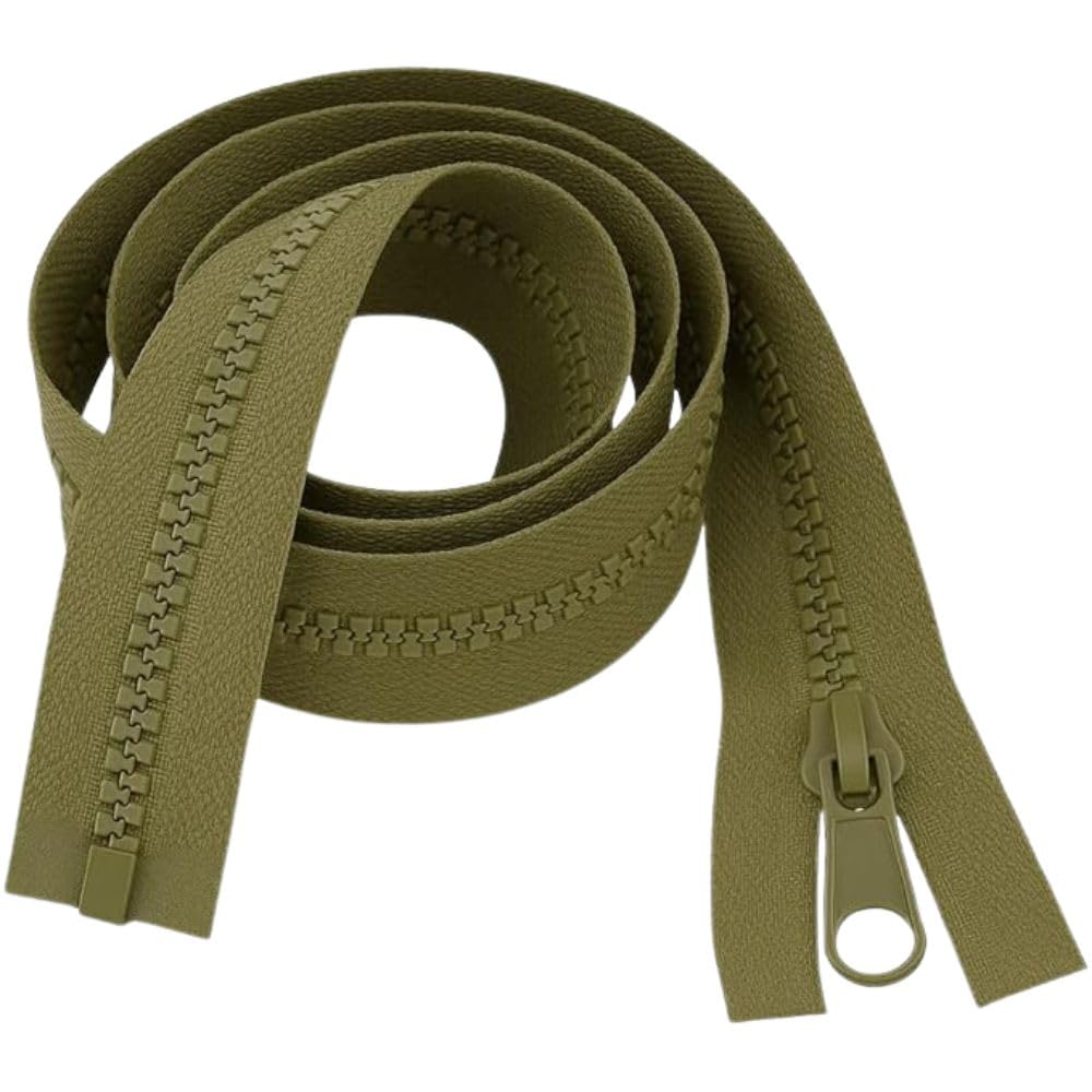 26" (66cm) Olive Chunky Zip - Heavy-Duty Open-Ended Separating