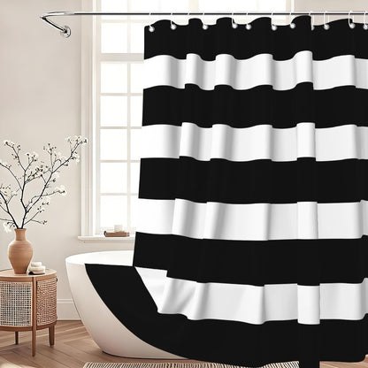 Xiaoterna 105x160cm Black and White Stripes Shower Curtain Vintage Lines Waterproof Polyester Bathroom Curtain Modern Abstract Geometry Aesthetics