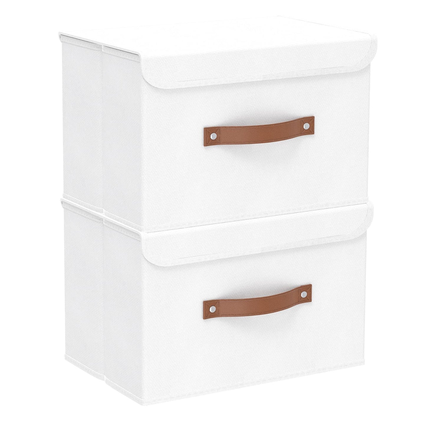 Yawinhe Foldable Storage Boxes, 2 Pack Fabric Baskets,38x25x25cm,White