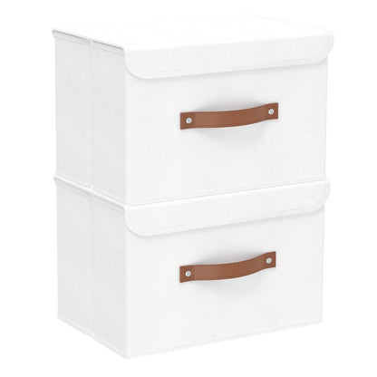 Yawinhe Foldable Storage Boxes, 2 Pack Fabric Baskets,38x25x25cm,White