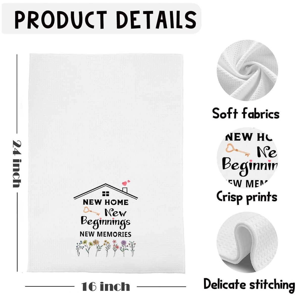 2PCS New Home Gifts Ornament Kitchen Towel House Warming Gifts (White)