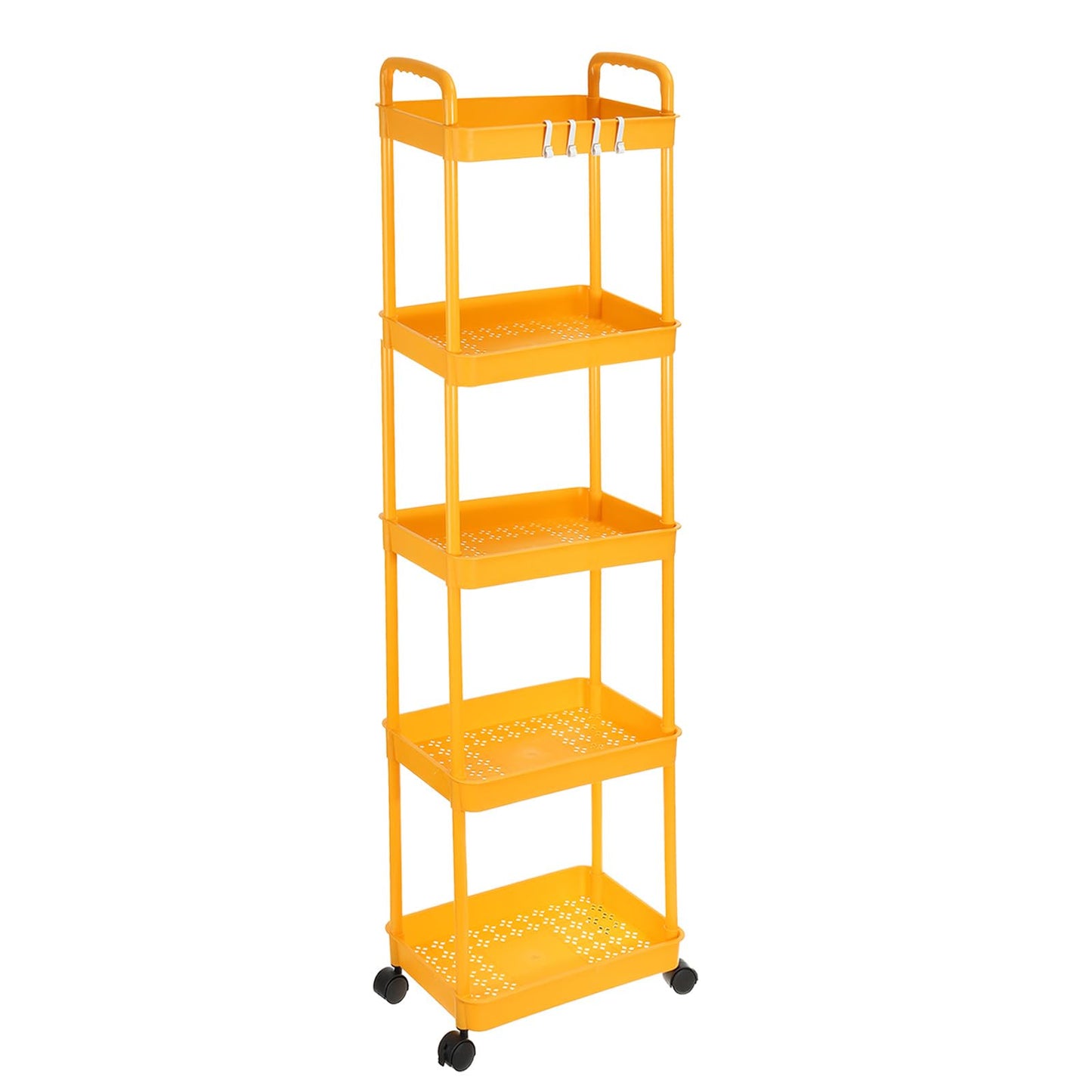 PATIKIL 5-Tier Rolling Utility Cart with Handle, Storage Shelves Organizer Cart Movable Storage Organizer with Wheels for Room Office Kitchen