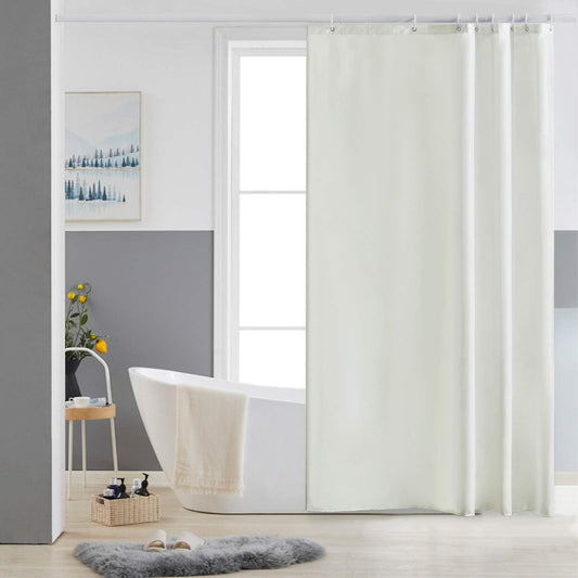 Furlinic Beige Shower Curtain Mould Proof Water Resistant Washable Polyester Fabric Bath Curtains with Weight Tape 8 Hooks for Wetroom 47x72 Inch