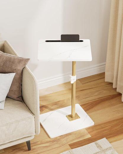 HEYZOEY C-Shaped Side Table Adjustable, 360° Swivel Sofa End Table, 40x30x45-83cm, Small Coffee Table, Bedside Table for Living Room, Bedroom
