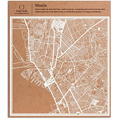 Manila Paper Cut Map by O3 Design Studio White 30x30 cm Paper Art